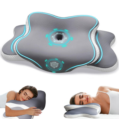EvenVentric Nackenkissen P-102, ergonomisches Memory-Foam-Kissen, grau, mit Konturform und abnehmbarem Bezug