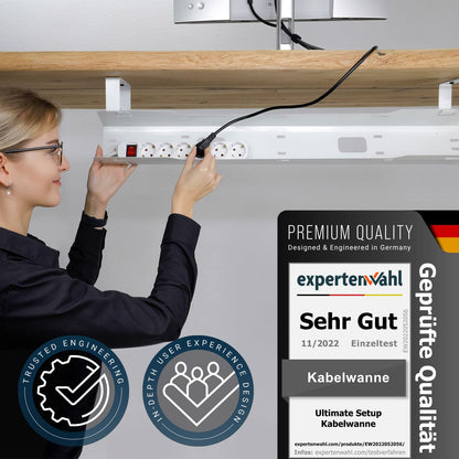 Ultimate Setup® Kabelwanne Schreibtisch – Kabelmanagement Weiss