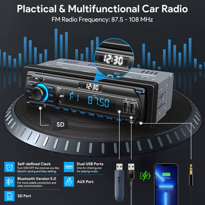 Wistrue R2207 Autoradio Bluetooth RDS FM/AM 1 DIN MP3 USB