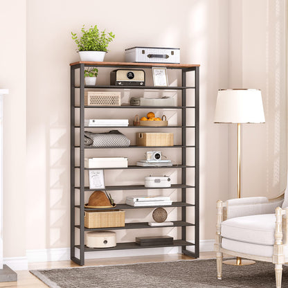 HOOBRO EBF171XJ01 Schuhregal – 10 Ebenen Vintagebraun-Schwarz