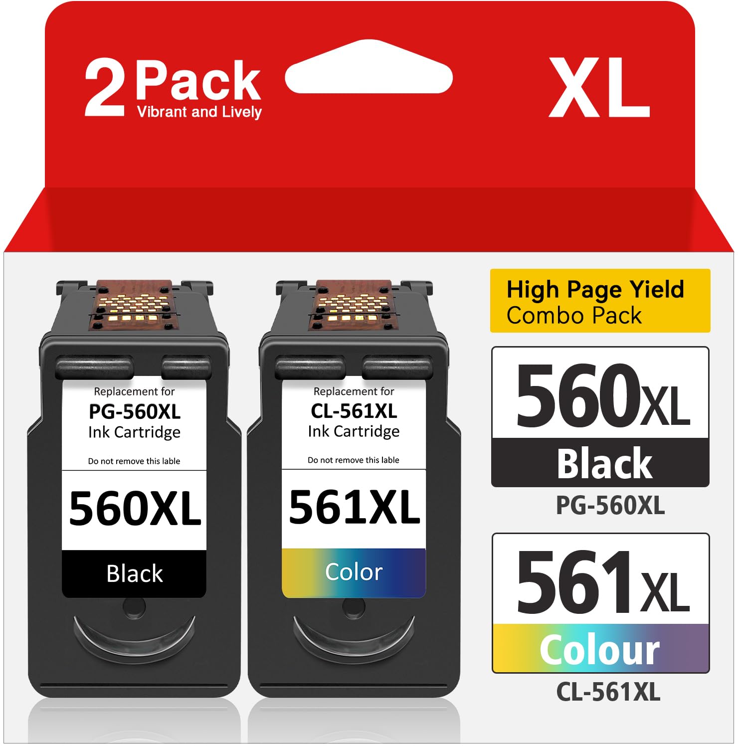 Inkwood PG-560 XL / CL-561 XL Patronen kompatibel für Canon Pixma, 2er-Pack mit Schwarz- und Farbpatrone