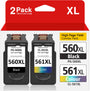 Inkwood PG-560 XL / CL-561 XL Patronen kompatibel für Canon Pixma, 2er-Pack mit Schwarz- und Farbpatrone