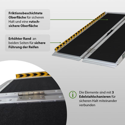 TRUTZHOLM Rollstuhlrampe Klappbare Alu Rampe - 122 cm