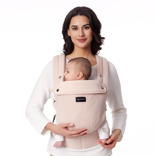 Momcozy Babytrage Air Mesh, ergonomisch mit X-Rücken, rosa