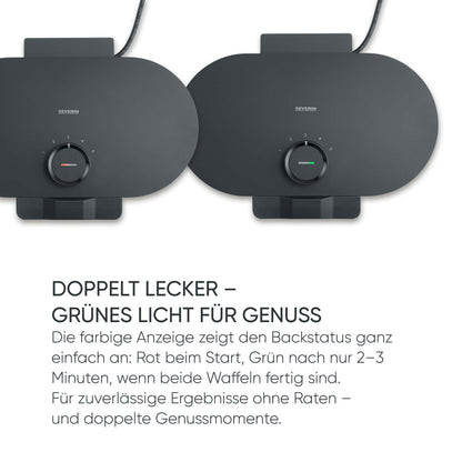 SEVERIN Duo-Waffeleisen Black Line WA 2119, Herzwaffeln, schwarz-matt