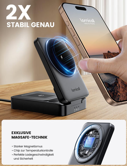 Lamicall 3-in-1 MagSafe Ladestation für iPhone, Apple Watch & AirPods