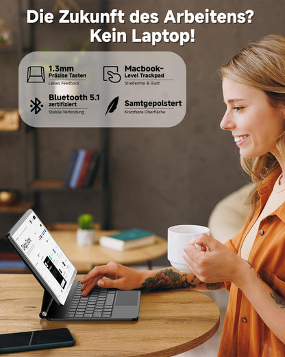 Nuflaz X7 Tastaturhülle - iPad Air 11" QWERTZ Schwarz Grau