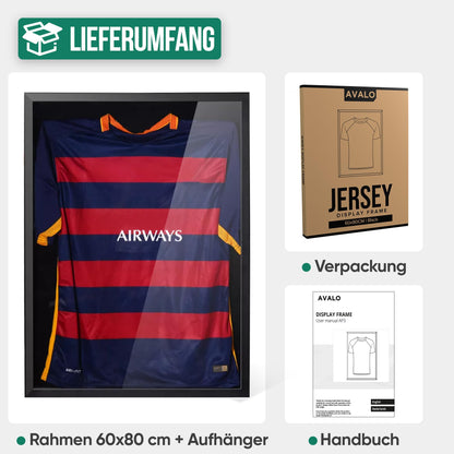 Avalo Objektrahmen 3D Box Fussballtrikot 60x80 cm Schwarz