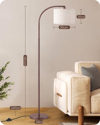 EDISHINE Bogenlampe Stehleuchte - 161cm beige Leinen Braun
