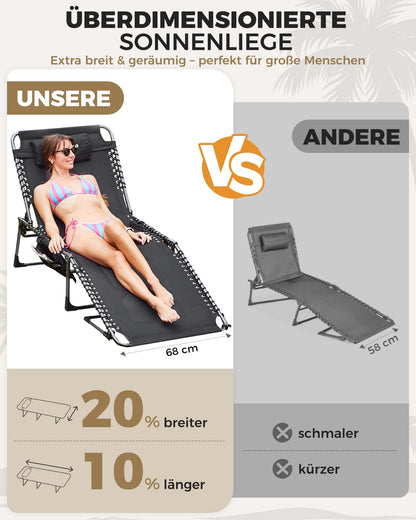 KingCamp Übergrosse Sonnenliege Klappbar – 200x68 cm