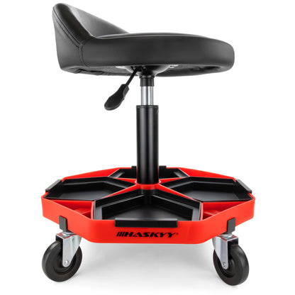 HASKYY Werkstatthocker Rollhocker – Rückenlehne, höhenverstellbar