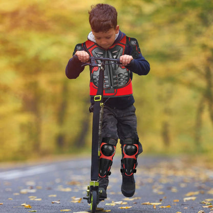Fansport Motorrad Schutzjacke Kinder, 5-teiliges Protektoren-Set, Rot