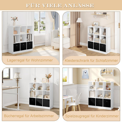 WOLTU Bücherregal SK041ws – 9 Fächer, 3 Schubladen Weiss