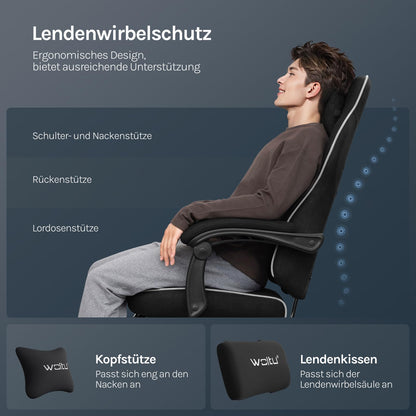 WOLTU Gaming Stuhl Stoff Federunterlage Gamer Sessel - Schwarz GS10sz