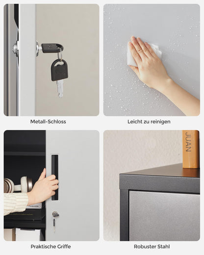 SONGMICS Aktenschrank OMC013S01 – Stahlschrank Silbern-Mattschwarz