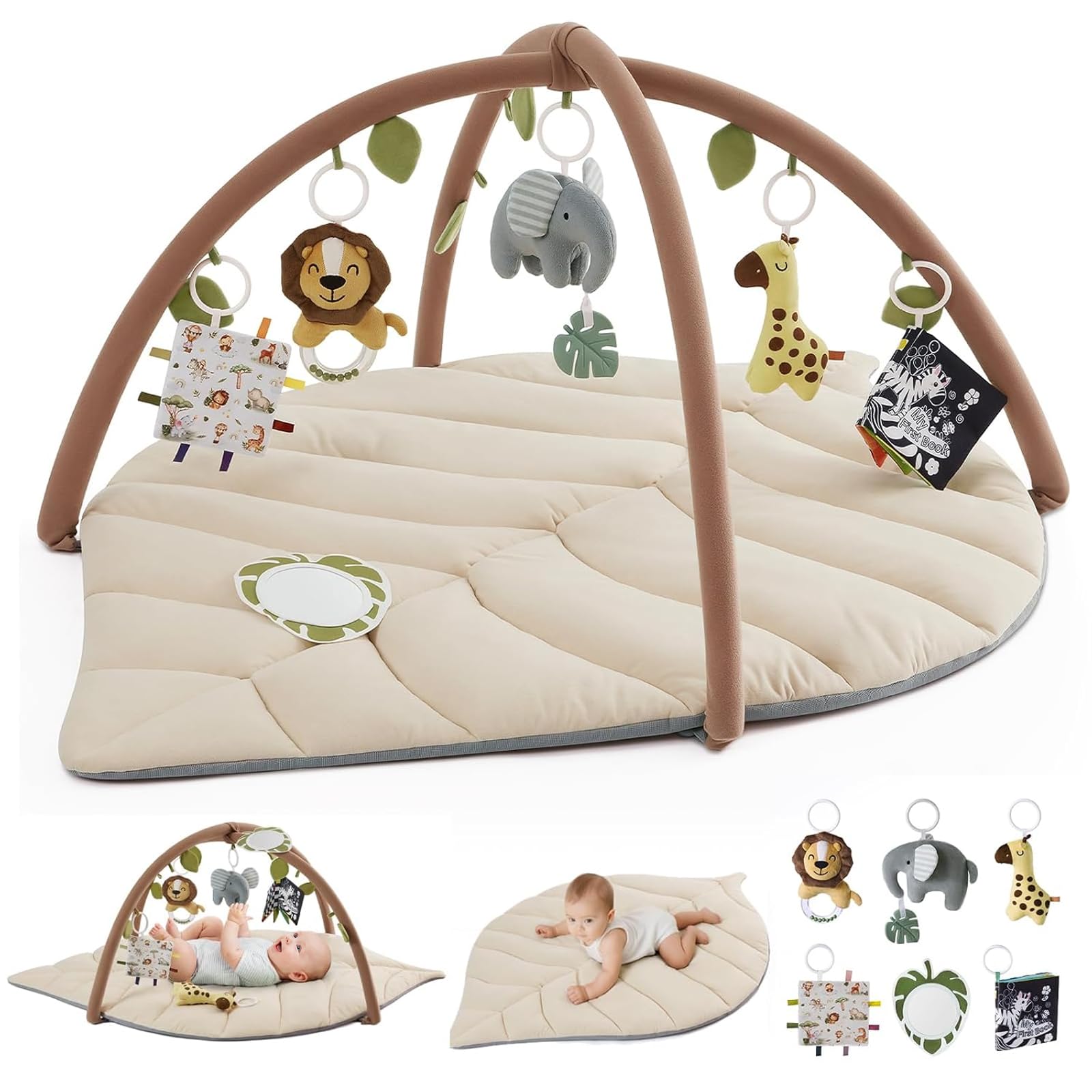 Blissful Diary Spielbogen Baby mit Spieldecke und 6 Spielzeugen im Boho-Ozean-Design