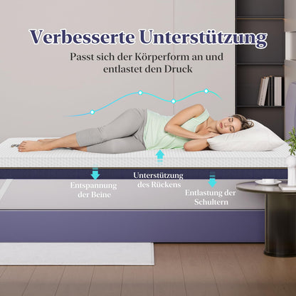 BedStory Gel Memory Foam Matratzentopper 10cm 160x200cm H3/H4