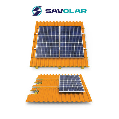 SAVOLAR Solarmodul Montageset Ziegeldach – für 2 Paneele Edelstahl