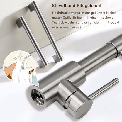 SwissHome Niederdruck Küchenarmatur - 2 Strahlarten, schwenkbar