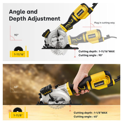 ENVENTOR Mini Handkreissäge 705W - Mit Laser & Schiene