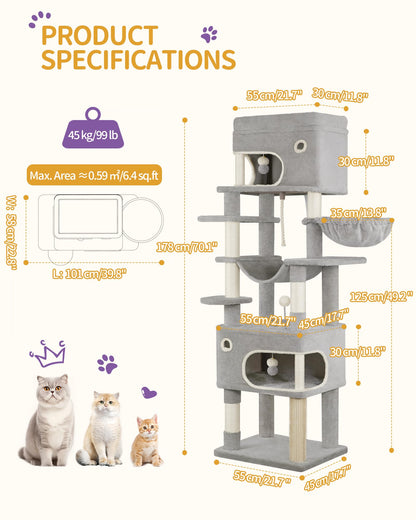 Hzuaneri Grosser Kratzbaum 178 cm – Hellgrau MS17818LG