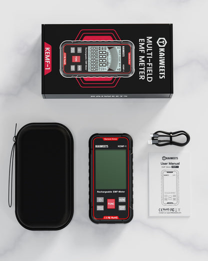 KAIWEETS EMF Messgerät KEMF-1 für EF, MF und RF mit LCD-Display