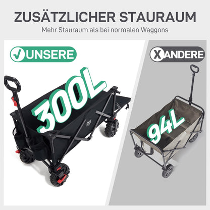 TIMBER RIDGE Bollerwagen XXXL faltbar 300L, Handwagen mit Heckklappe