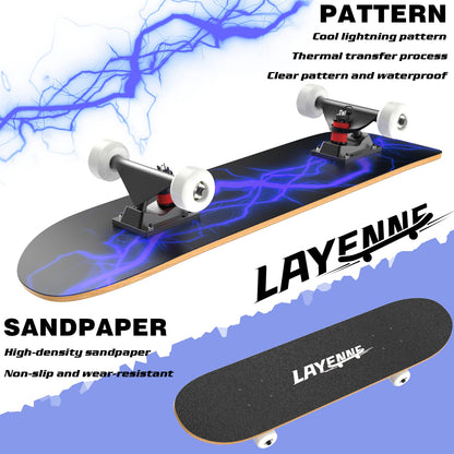 LAYENNE Skateboard Komplettboard 31 x 8 Zoll, Ahorn, ABEC-11, rot