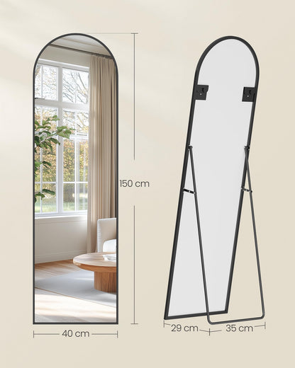 SONGMICS Ganzkörperspiegel, bogenförmiger Standspiegel, 150 x 40 cm