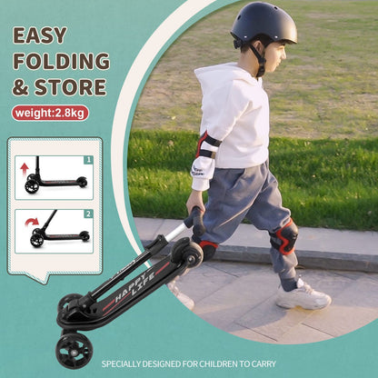 besrey Dreirad Kinder Roller – Faltbar, mit LED Leuchträdern