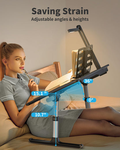 **SAIJI Laptoptisch Betttisch – Verstellbar mit LED Lampe**