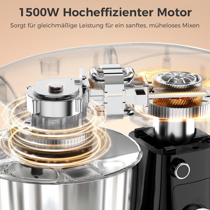YASHE Küchenmaschine SM-2548A, 1500 W Knetmaschine mit 2 Schüsseln