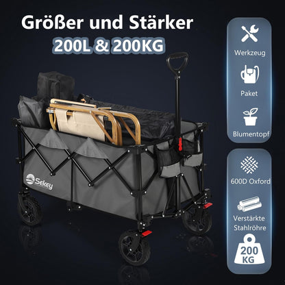 Sekey XXL Plus Bollerwagen faltbar geländetauglich - Anthrazit