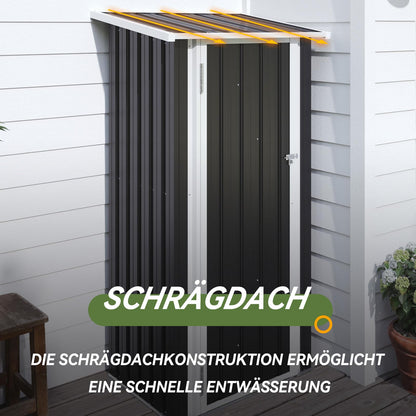 Aoxun Metallschuppen 90 x 50 cm, Stahl-Geräteschuppen, schwarz