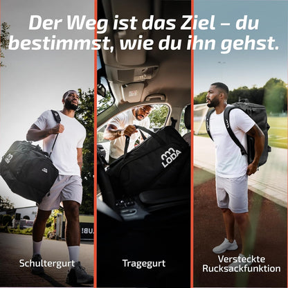 LODA Team Sporttasche 68L mit Schuhfach, Nassfach & Rucksackfunktion