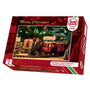 LGB 70308 Gartenbahn Starterset - Weihnachtszug Spur G. Roter Zug mit Lok und Waggons auf ovalem Gleis. Komplettset für G-Spur Gartenbahn.