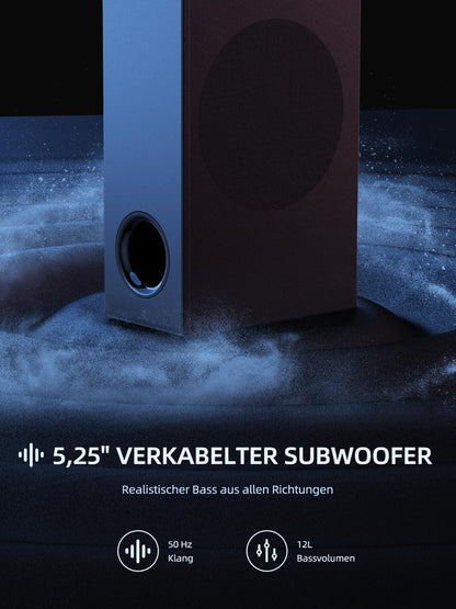 MEREDO 2.1 Abnehmbar Gaming Soundbar - TV PC Subwoofer 80cm