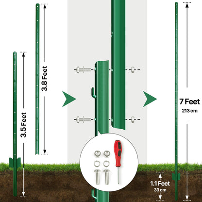 Thealyn U-Pfosten Set 10 Stück 213 cm Zaunpfosten verzinkter Stahl