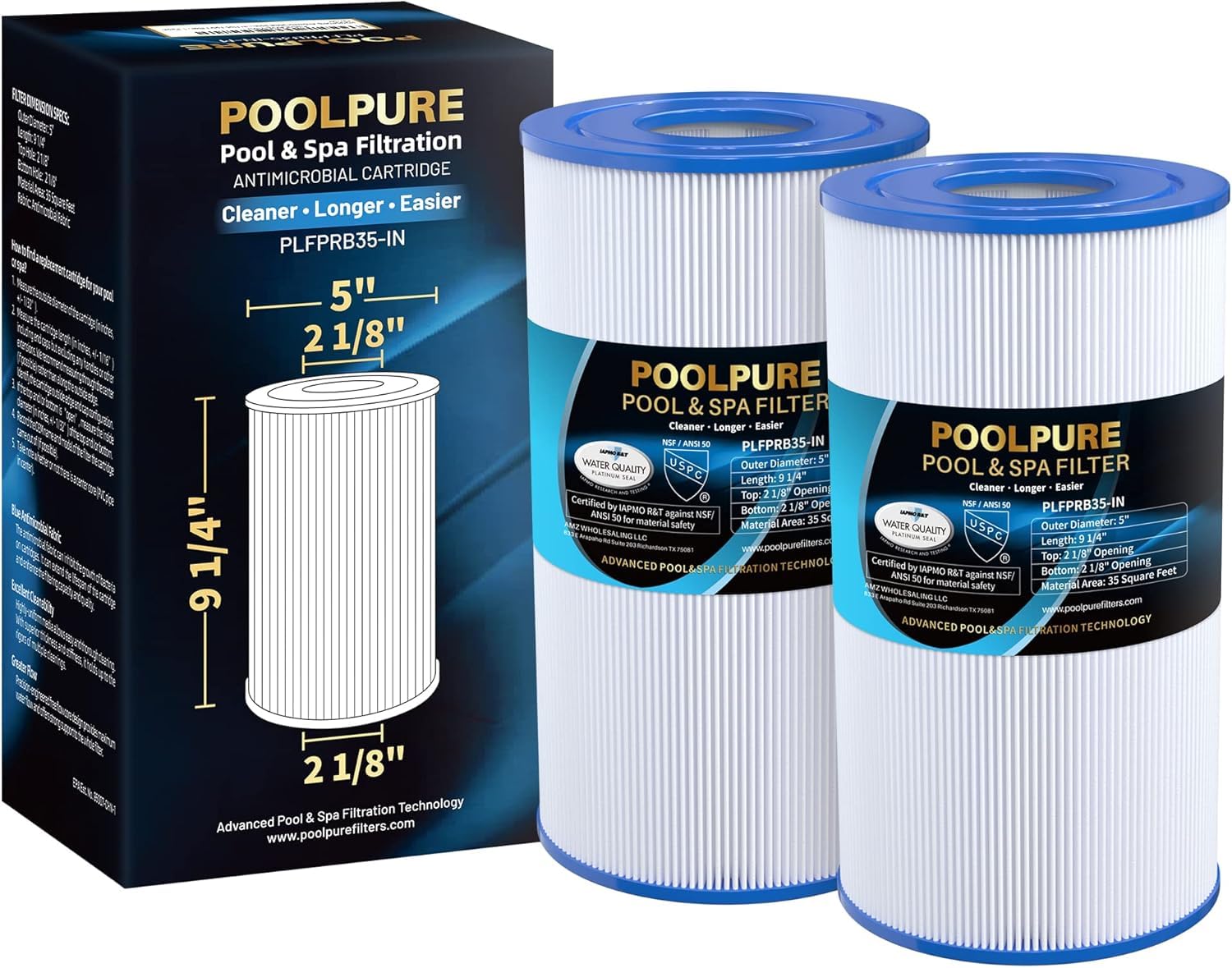 POOLPURE Spa Filter 2er-Pack ersetzt Pleatco PRB35-IN, Unicel C-4335