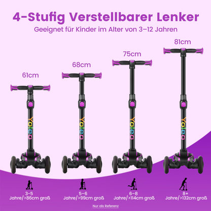 YOLEO Kinderroller Leuchträder 3-12 Jahre verstellbar - Violett