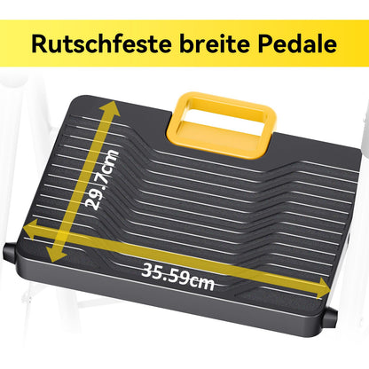 KINGRACK Trittleiter 3 Stufen, Klappleiter 150 kg, weiss