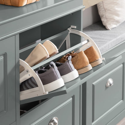 SoBuy Schuhschrank FSR79-HG mit 4 Klappen – Hellgrau