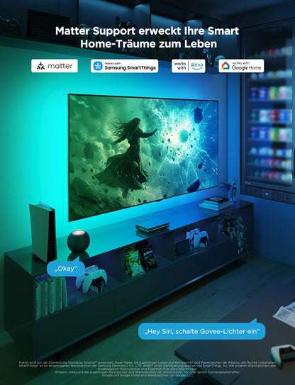 Govee HDMI 2.1 Sync Box AI Kit 2 mit LED TV-Hintergrundbeleuchtung
