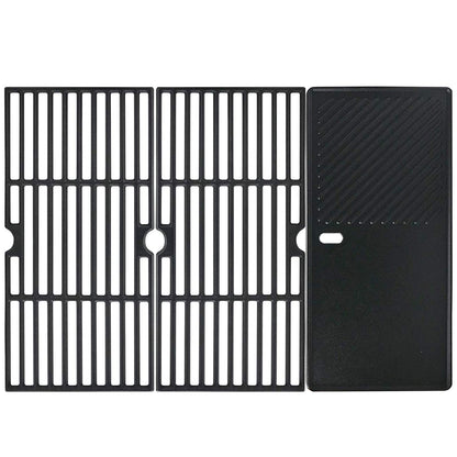 Uniflasy Grillrost mit Grillplatte Gusseisen 43 x 63 cm für Gasgrill – rechteckige Grillfläche aus massivem Gusseisen