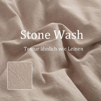 Nesture Bettwäsche-Set 200x200, 3-teilig, Baumwolle, Beige/Weiss