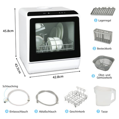 Fullwatt Mini Geschirrspüler Tischmodell - Tragbar, 5L Tank