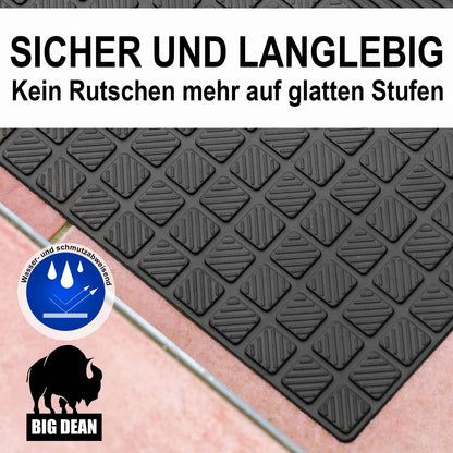 BigDean Stufenmatten aus Gummi, 10er Set, schwarz, 65 x 25 cm