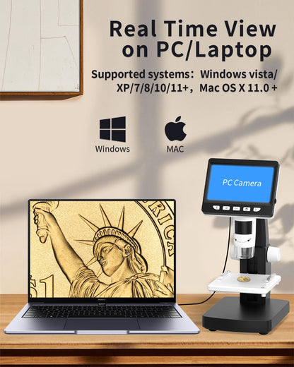 CIMELR Digitalmikroskop 306-B mit 4,3-Zoll-Display, 50x-1000x
