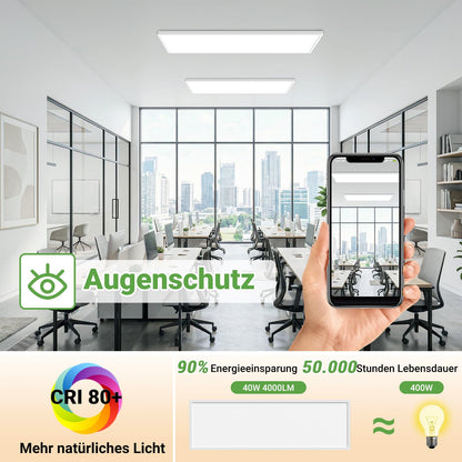 zemty LED Panel Deckenleuchte 80x25 cm, 40W dimmbar mit Fernbedienung
