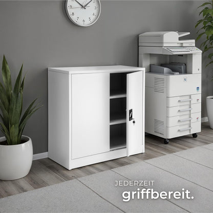 tectake Metall Aktenschrank abschliessbar grau 90x40x90 cm